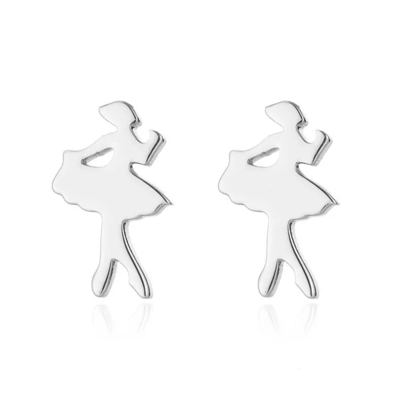 Új, rozsdamentes acélból készült balett-táncos medál, nyaklánc és fülbevaló, láncos ékszerkészlet női kiegészítőknek, ajándékoknak