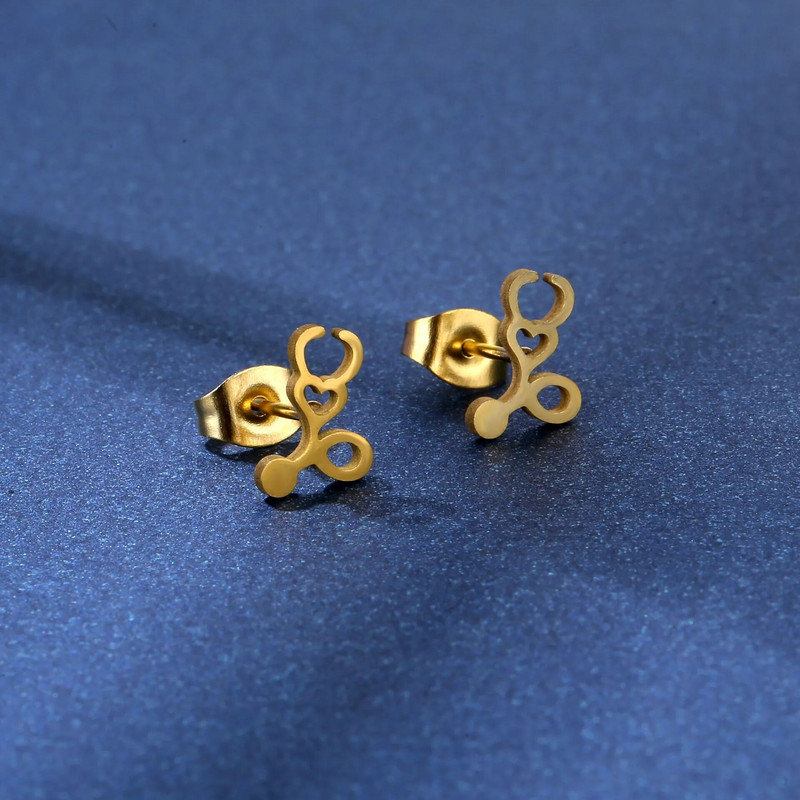 Roostevabast terasest ehete komplekt Meditsiiniline Stetoskoop Heartbeat Ripats Kaelakee Kõrvarõngad Naistele Ehted Peole Sõbrad Kingitused UUS