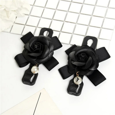 Didmeninė prekyba 2vnt Pearl Camellia Gėlės automobilio sėdynės atlošo kabliukai krepšiams Pakabos laikiklis Auto Organizer galvos atramos tvirtinimo laikymo spaustukai