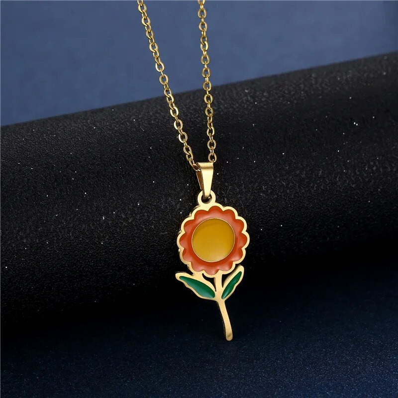 Moodne romantiline päevalilleripatsiga kaelakee kõrvarõngakomplekt naistele uus kollase lillega naiste ehtekomplekt uusaasta kingitus naisele