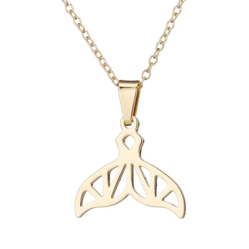 Κολιέ με κρεμαστό κόσμημα από ανοξείδωτο ατσάλι βαθιάς θάλασσας Κολιέ ουρά φάλαινας Σκουλαρίκια Γυναικεία Origami Κολιέ γοητείας Γοργόνα Σετ κοσμημάτων ζώων