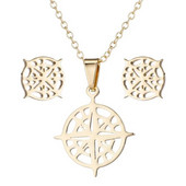 Vintage kompassi kaelakee Antiikne ümmargune naastkõrvarõngas naistele kullavärvi roostevabast terasest kompass reisiehete komplekt Bijoux Dropship