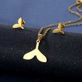 Nerūsējošā tērauda dzīvnieku sirēna kaklarotas auskari sievietēm ikdienas rotaslietas modes zivju astes ķēdes kaklarotas Collier rotaslietu komplekts