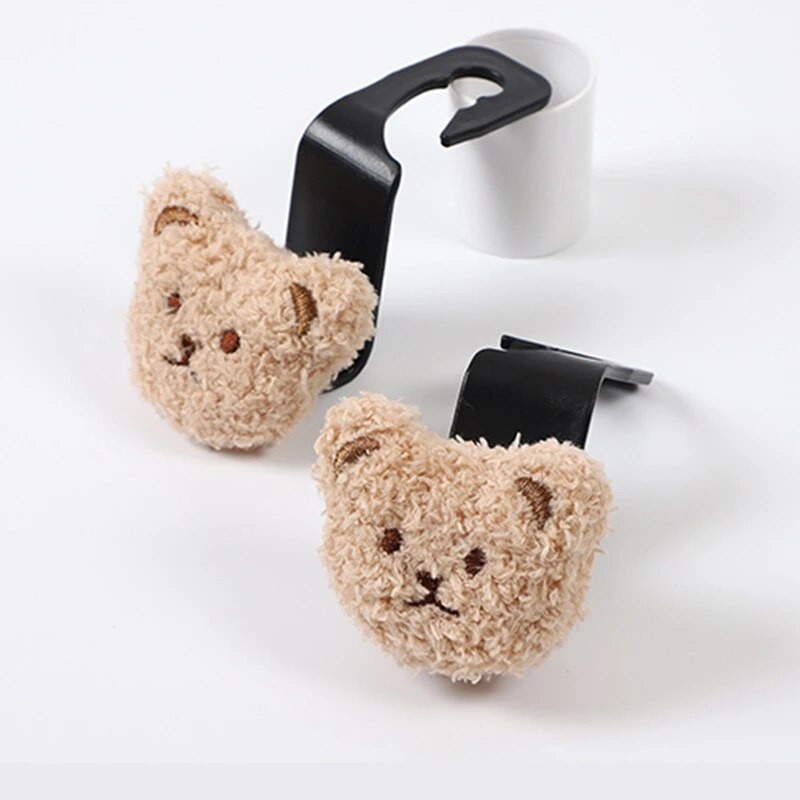 Kreatív autósülés háttámla Aranyos plüss medve baba kampó az autó belsejében, dekoratív műanyag medál befejező tároló kampóval