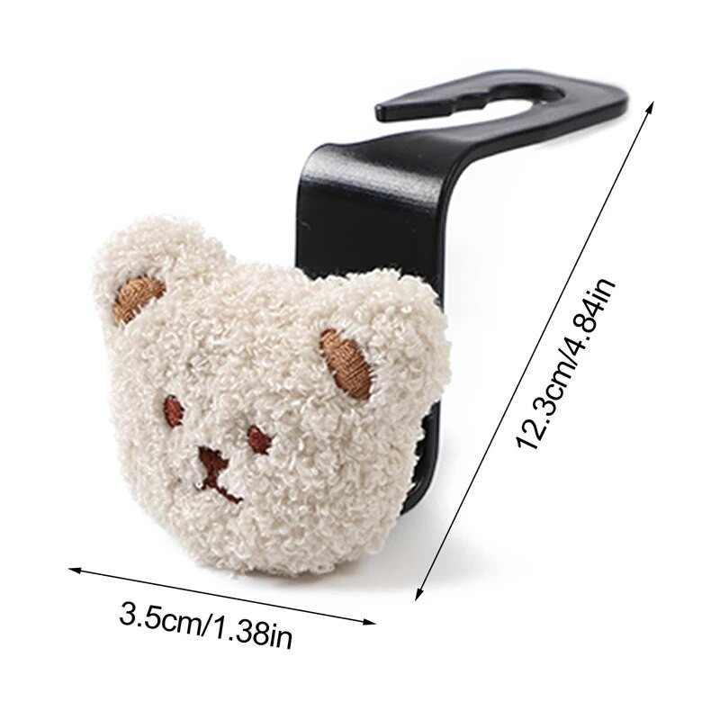 Kreatív autósülés háttámla Aranyos plüss medve baba kampó az autó belsejében, dekoratív műanyag medál befejező tároló kampóval