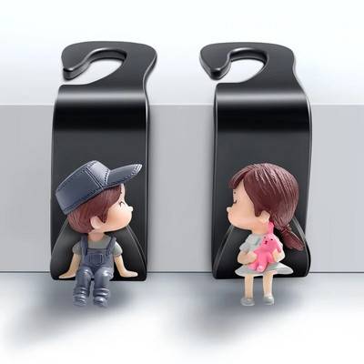 2Gb Universāls Auto sēdekļa atzveltnes āķis Cute Cartoon Sēdekļa āķis Auto Glabāšana Aizmugurējā sēdekļa āķis Salona pakaramo turētāju piederumi