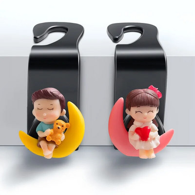 2Gb Universāls Auto sēdekļa atzveltnes āķis Cute Cartoon Sēdekļa āķis Auto Glabāšana Aizmugurējā sēdekļa āķis Salona pakaramo turētāju piederumi