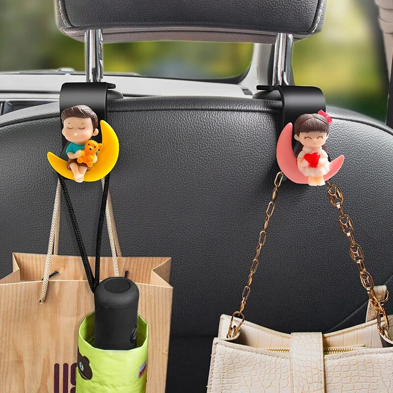 2Gb Universāls Auto sēdekļa atzveltnes āķis Cute Cartoon Sēdekļa āķis Auto Glabāšana Aizmugurējā sēdekļa āķis Salona pakaramo turētāju piederumi