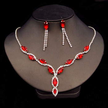 Μόδα κοσμήματα από στρας για γυναίκες Σετ κολιέ σκουλαρίκια τσόκερ