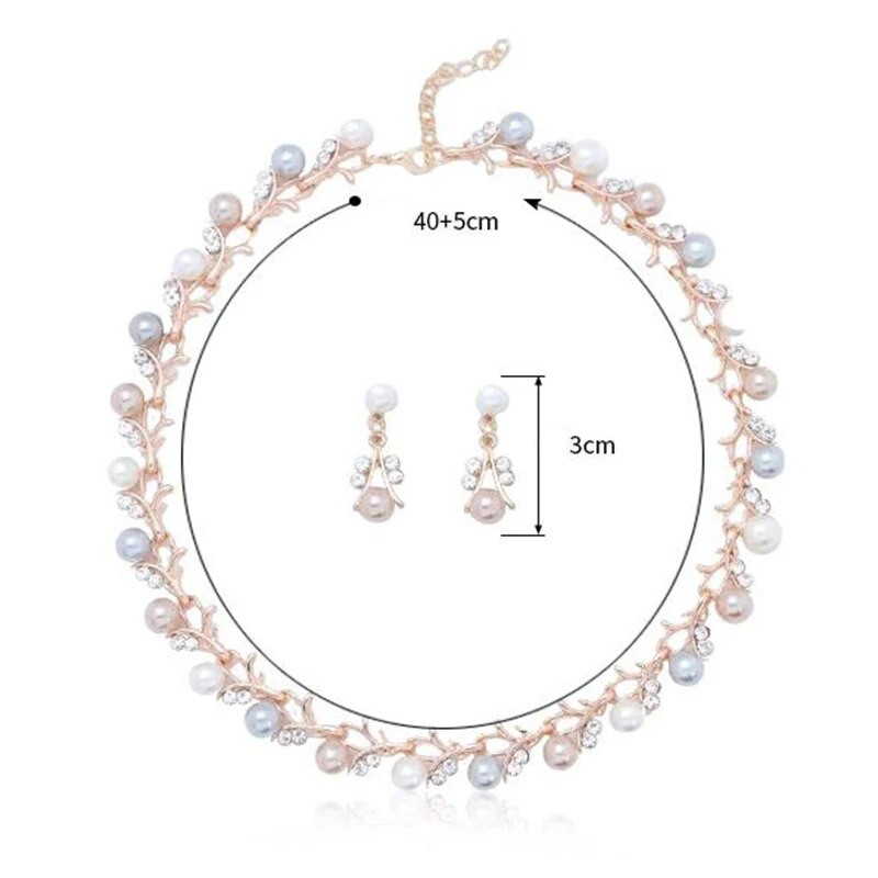 Rhinestone Pearls Pruudi ehete komplektid naistele Luksuslik kaelakee kõrvarõngad pulmakleit pruudi kaelakee komplektid mood