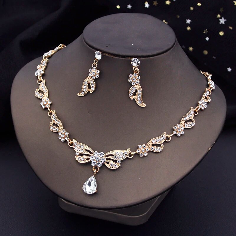 Luksuzni modni kompleti nakita za žene Set ogrlica s ogrlicama i naušnicama Vjenčanje Kompleti ogrlica s leptirima Dodaci