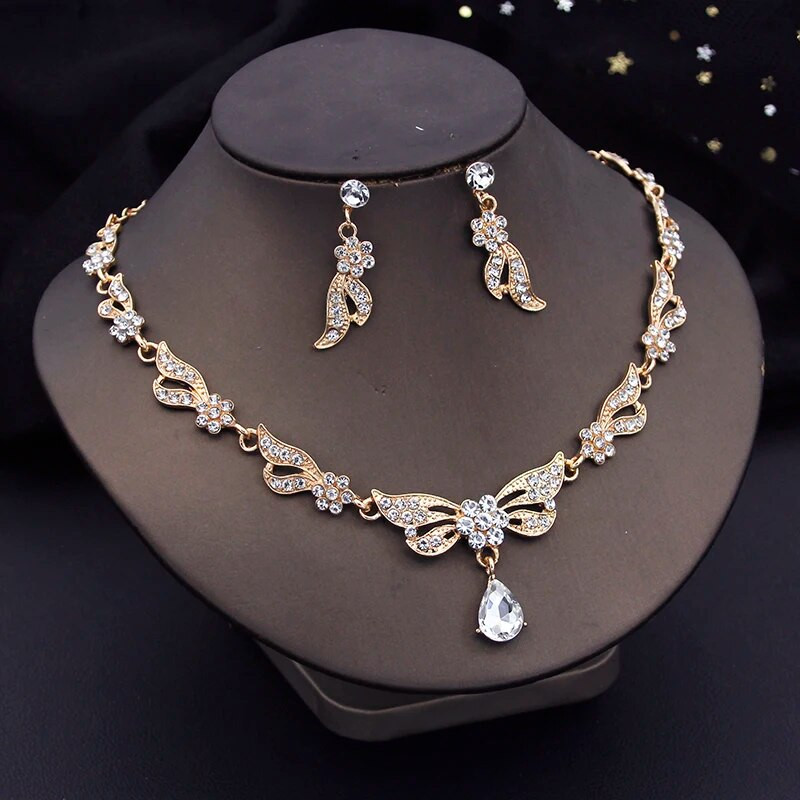 Luksuzni modni kompleti nakita za žene Set ogrlica s ogrlicama i naušnicama Vjenčanje Kompleti ogrlica s leptirima Dodaci