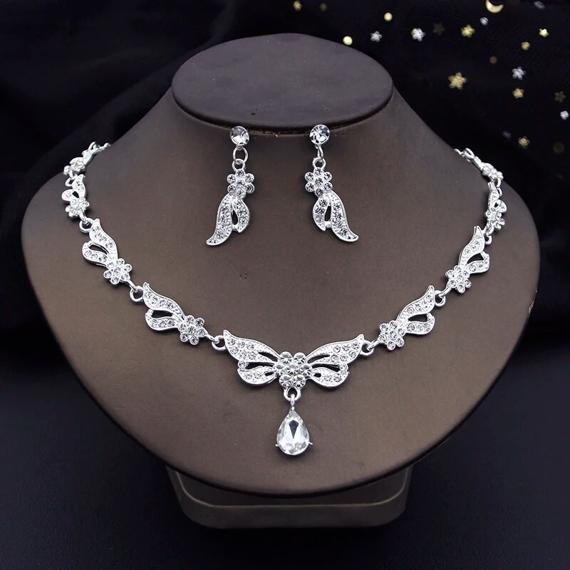 Luksuzni modni kompleti nakita za žene Set ogrlica s ogrlicama i naušnicama Vjenčanje Kompleti ogrlica s leptirima Dodaci