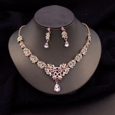 2022. gada jauni kristāla līgavu juvelierizstrādājumu komplekti sievietēm Luksusa kaklarotas kaklarotas auskari izlaiduma kāzu kleitu līgavu kaklarotu komplekti modes