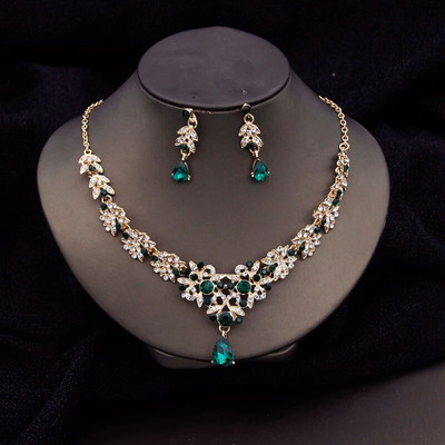 2022. gada jauni kristāla līgavu juvelierizstrādājumu komplekti sievietēm Luksusa kaklarotas kaklarotas auskari izlaiduma kāzu kleitu līgavu kaklarotu komplekti modes