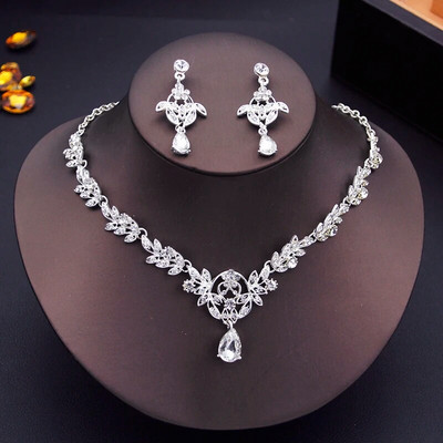 Pruudi ehtekomplektid naistele Luksuslik kaelakee kõrvarõngaste komplekt pulmadeks pruudi ehtekomplektid balli kostüümide tarvikud