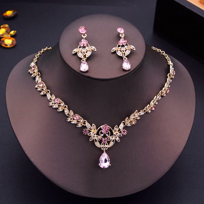 Pruudi ehtekomplektid naistele Luksuslik kaelakee kõrvarõngaste komplekt pulmadeks pruudi ehtekomplektid balli kostüümide tarvikud