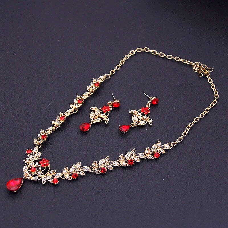 Pruudi ehtekomplektid naistele Luksuslik kaelakee kõrvarõngaste komplekt pulmadeks pruudi ehtekomplektid balli kostüümide tarvikud