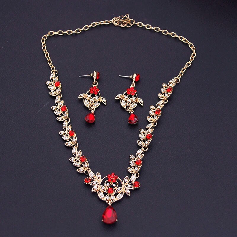 Pruudi ehtekomplektid naistele Luksuslik kaelakee kõrvarõngaste komplekt pulmadeks pruudi ehtekomplektid balli kostüümide tarvikud