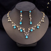 Rhinestone`i pruudi ehtekomplektid naistele Luksuslikud lilledega kaelakee ja kõrvarõngad Pulmakleit Pruudi kaelakee komplektid Mood