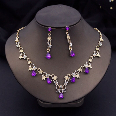 Rhinestone`i pruudi ehtekomplektid naistele Luksuslikud lilledega kaelakee ja kõrvarõngad Pulmakleit Pruudi kaelakee komplektid Mood