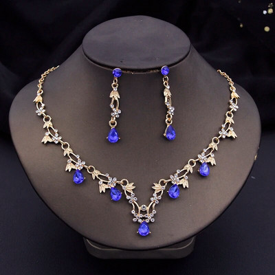 Rhinestone`i pruudi ehtekomplektid naistele Luksuslikud lilledega kaelakee ja kõrvarõngad Pulmakleit Pruudi kaelakee komplektid Mood