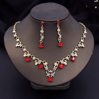 Rhinestone`i pruudi ehtekomplektid naistele Luksuslikud lilledega kaelakee ja kõrvarõngad Pulmakleit Pruudi kaelakee komplektid Mood