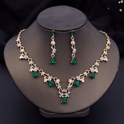 Rhinestone`i pruudi ehtekomplektid naistele Luksuslikud lilledega kaelakee ja kõrvarõngad Pulmakleit Pruudi kaelakee komplektid Mood