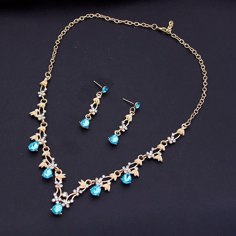 Rhinestone`i pruudi ehtekomplektid naistele Luksuslikud lilledega kaelakee ja kõrvarõngad Pulmakleit Pruudi kaelakee komplektid Mood