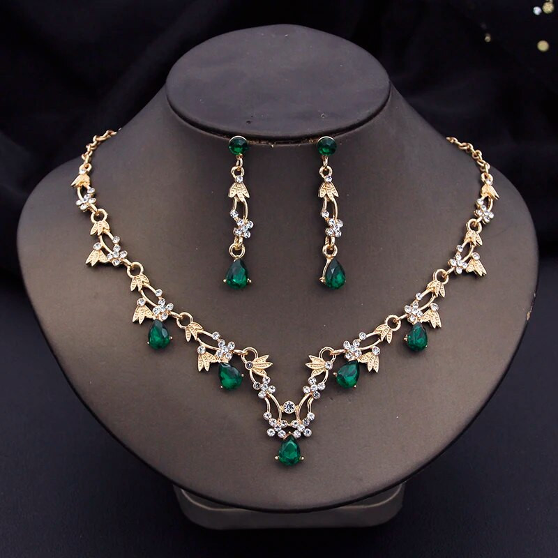 Rhinestone`i pruudi ehtekomplektid naistele Luksuslikud lilledega kaelakee ja kõrvarõngad Pulmakleit Pruudi kaelakee komplektid Mood