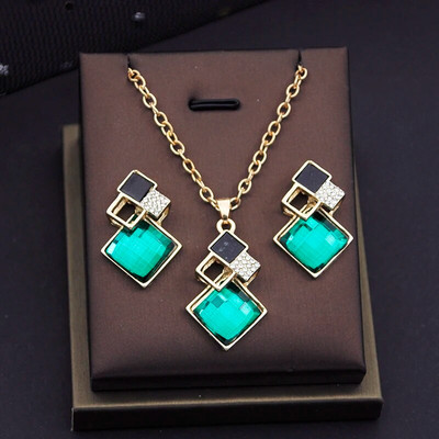 Lillad kristallist ehete komplektid naistele Pulmad Kõrvarõngad Ripatsid Kaelakee Komplektid Moeaksessuaarid