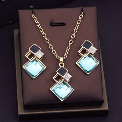 Lillad kristallist ehete komplektid naistele Pulmad Kõrvarõngad Ripatsid Kaelakee Komplektid Moeaksessuaarid