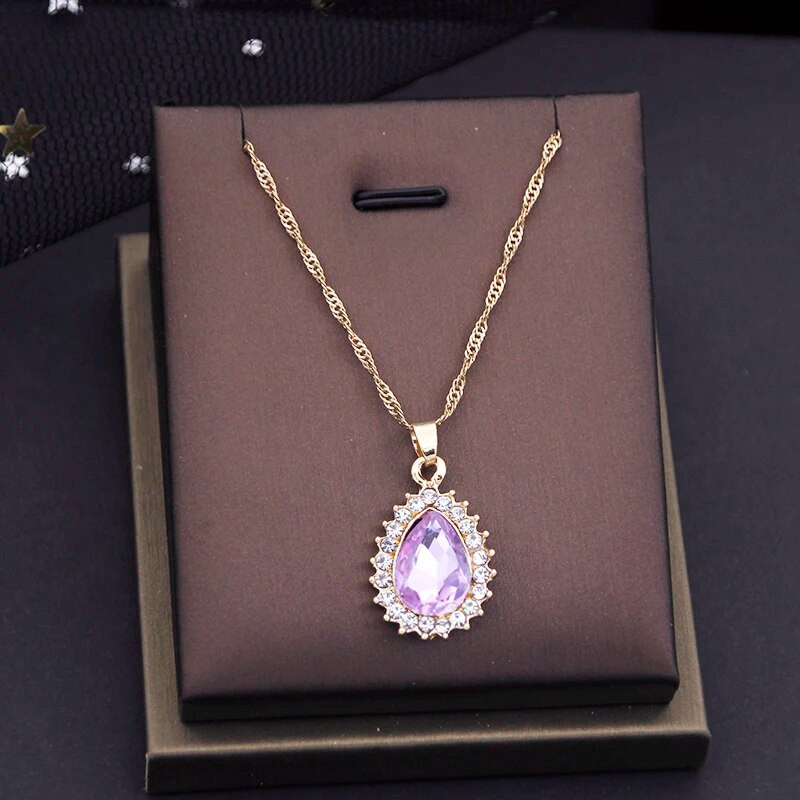 Lillad kristallist ehete komplektid naistele Pulmad Kõrvarõngad Ripatsid Kaelakee Komplektid Moeaksessuaarid