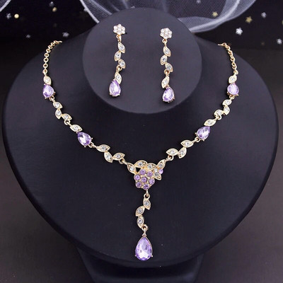 Crystal Bride ehtekomplektid naistele Luksuslikud lilledega kaelakee kõrvarõngad pulmakleit pruudi kaelakee komplektid mood
