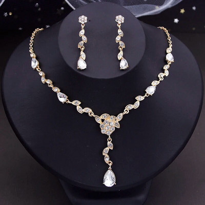 Crystal Bride ehtekomplektid naistele Luksuslikud lilledega kaelakee kõrvarõngad pulmakleit pruudi kaelakee komplektid mood