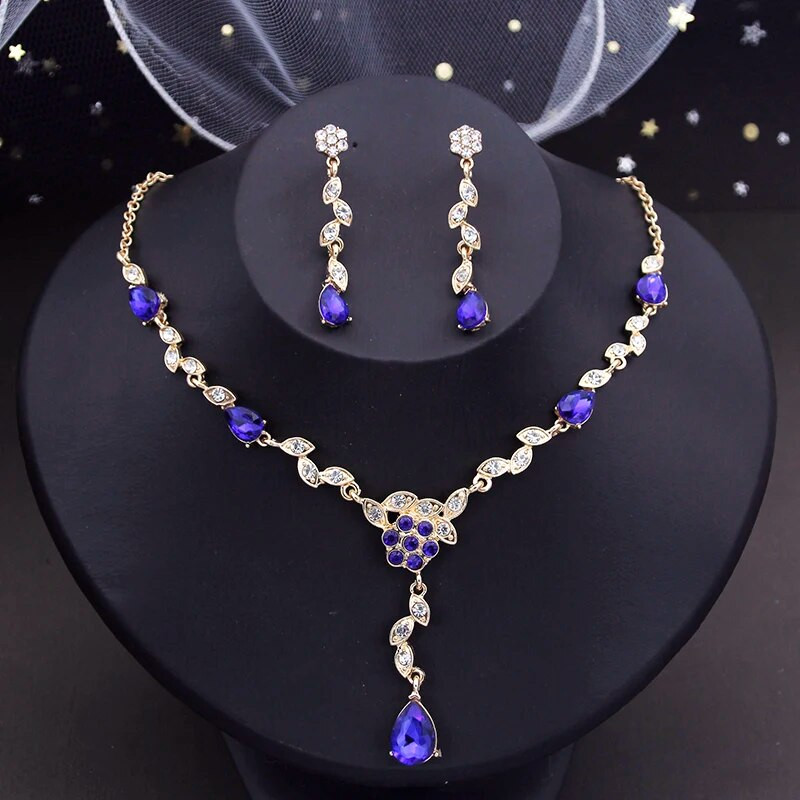 Crystal Bride ehtekomplektid naistele Luksuslikud lilledega kaelakee kõrvarõngad pulmakleit pruudi kaelakee komplektid mood