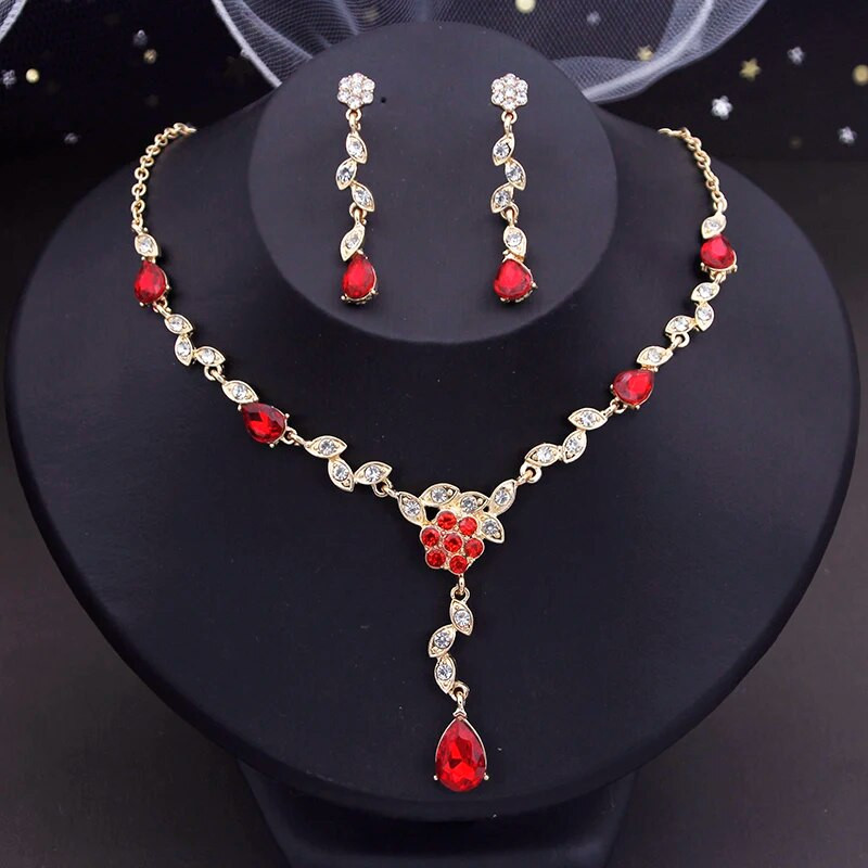 Crystal Bride ehtekomplektid naistele Luksuslikud lilledega kaelakee kõrvarõngad pulmakleit pruudi kaelakee komplektid mood