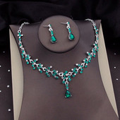 Luksuslikud hõbedavärvi kristallist pruudi ehete komplektid naistele kaelakee kõrvarõngad ballile pulmakleit pruudi kaelakee komplektid mood