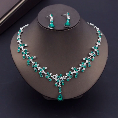 Υπέροχα κρυστάλλινα σετ κοσμημάτων νύφης για γυναίκες Πολυτελή κολιέ τσόκερ σκουλαρίκια νυφικό σετ νυφικό κολιέ μόδα