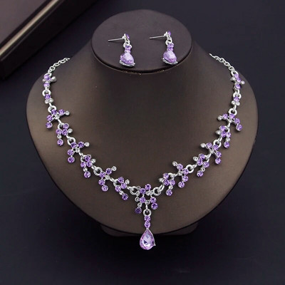 Υπέροχα κρυστάλλινα σετ κοσμημάτων νύφης για γυναίκες Πολυτελή κολιέ τσόκερ σκουλαρίκια νυφικό σετ νυφικό κολιέ μόδα