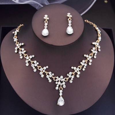 Κολιέ γάμου Rhinestone Σετ κοσμημάτων νύφης για γυναίκες Σετ κολιέ τσόκερ σκουλαρίκια Σετ αξεσουάρ νυφικών στολών