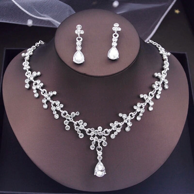 Κολιέ γάμου Rhinestone Σετ κοσμημάτων νύφης για γυναίκες Σετ κολιέ τσόκερ σκουλαρίκια Σετ αξεσουάρ νυφικών στολών