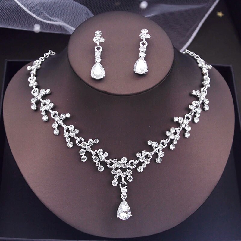 Κολιέ γάμου Rhinestone Σετ κοσμημάτων νύφης για γυναίκες Σετ κολιέ τσόκερ σκουλαρίκια Σετ αξεσουάρ νυφικών στολών