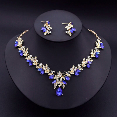 Πολυτελή σετ κολιέ πράσινο τσόκερ για γυναίκες Κρεμαστά σκουλαρίκια Νύφη Κοσμήματα γιακάς σετ δύο τεμαχίων Αξεσουάρ για νυφικό