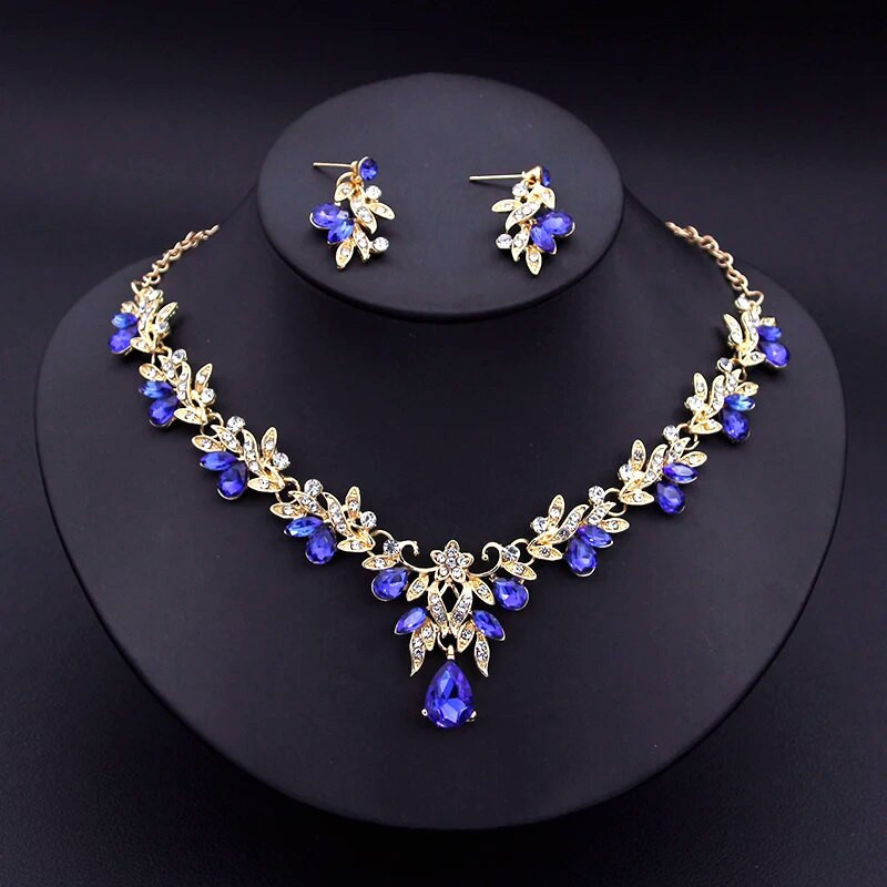 Πολυτελή σετ κολιέ πράσινο τσόκερ για γυναίκες Κρεμαστά σκουλαρίκια Νύφη Κοσμήματα γιακάς σετ δύο τεμαχίων Αξεσουάρ για νυφικό