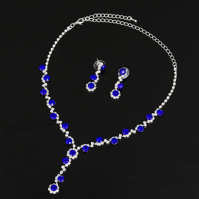 Rhinestone`i pruudi ehtekomplektid naistele Luksuslik Flower Choker kaelakee Kõrvarõngad Pulmade Pruudi kaelakee Komplektid Mood