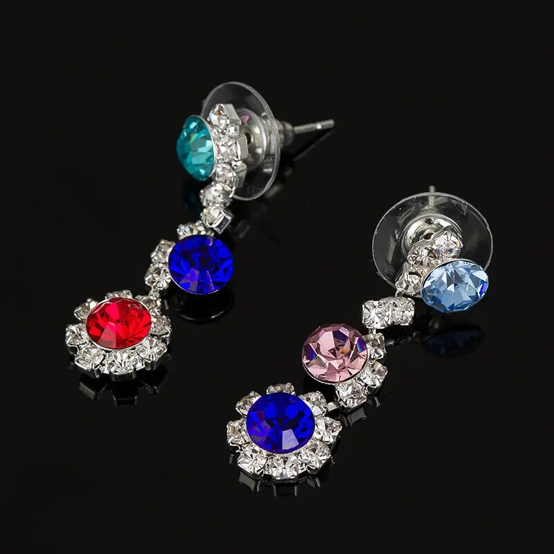 Rhinestone`i pruudi ehtekomplektid naistele Luksuslik Flower Choker kaelakee Kõrvarõngad Pulmade Pruudi kaelakee Komplektid Mood