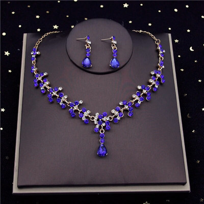 Prabangūs Water Drop Crystal Bride papuošalų rinkiniai moterims Choker karoliai auskarai išleistuvių vestuvinė suknelė nuotakos karolių rinkiniai mada