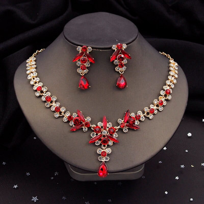 Luksuslikud violetsed kristallist pruudi ehete komplektid naistele kõrvarõngad kaelakee pulmakleit pruudi ehtekomplektid kostüümitarvikud