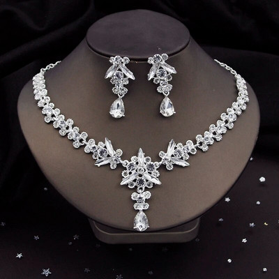 Luksuslikud violetsed kristallist pruudi ehete komplektid naistele kõrvarõngad kaelakee pulmakleit pruudi ehtekomplektid kostüümitarvikud